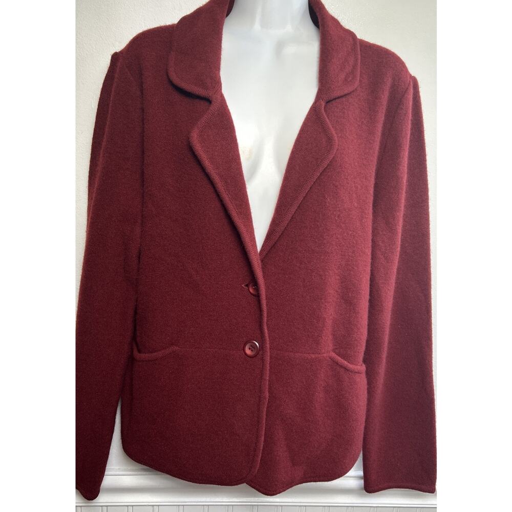 Pendleton Cardigan Sweater Jacket Womens M Red Wool 2 Button Collared Pockets